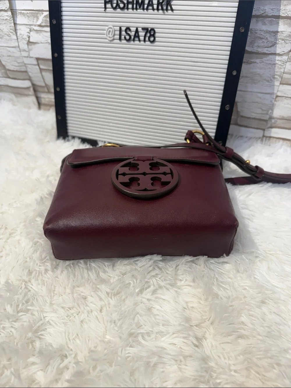 Tory Burch Burgundy Leather Miller Crossbody Bag